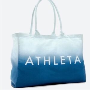 Athleta NWT Ocean Blue Ombre Large Canvas Gym Travel Beach Tote Bag